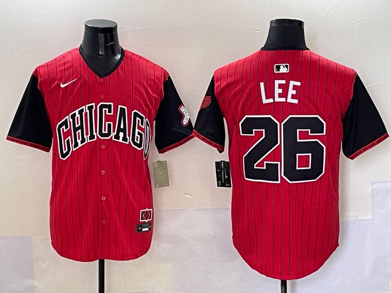 Men Chicago White Sox #26 Lee Red Stripe Joint Name Nike 2025 MLB Jersey style 1